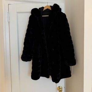 Elegant Black Faux Fur Coat